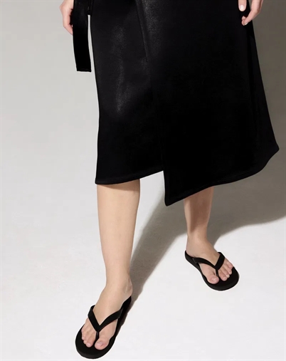 Slim Wide Strap Flip Flops - Black - Sleepers 